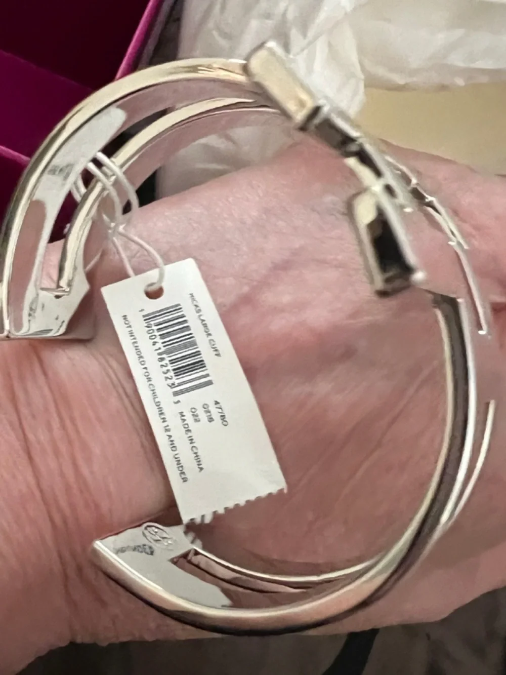 Authentic NWT Tory Burch Bold Polished Silver Hicks Large Cuff Bracelet